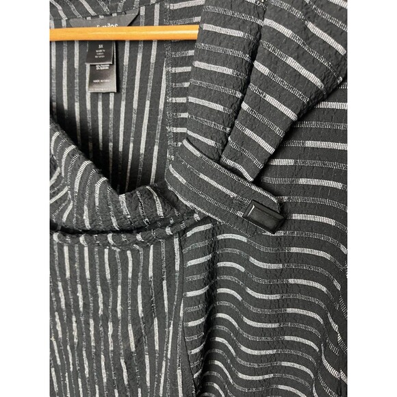 Ali Miles Pullover Womens 3X Black Gray Cowl Neck Tunic Pockets Striped - Picture 3 of 7